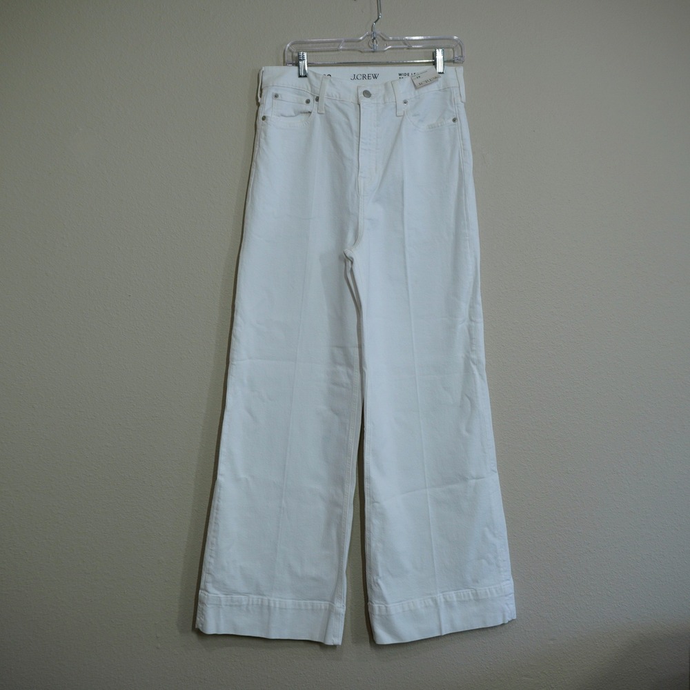 J. Crew Size 29 Wide Leg Trouser Jeans White High Rise NEW Casual Coastal